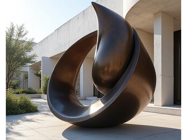 Sculpture abstraite moderne en métal forgé, formes dynamiques